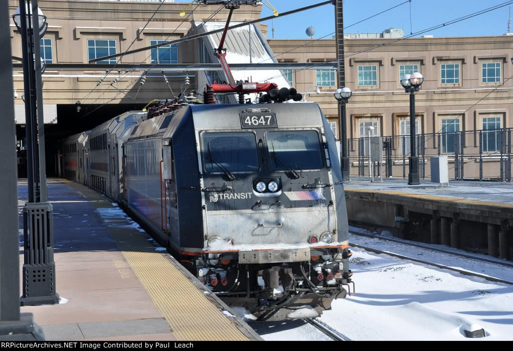 Inbound commuter shoves into its station stop